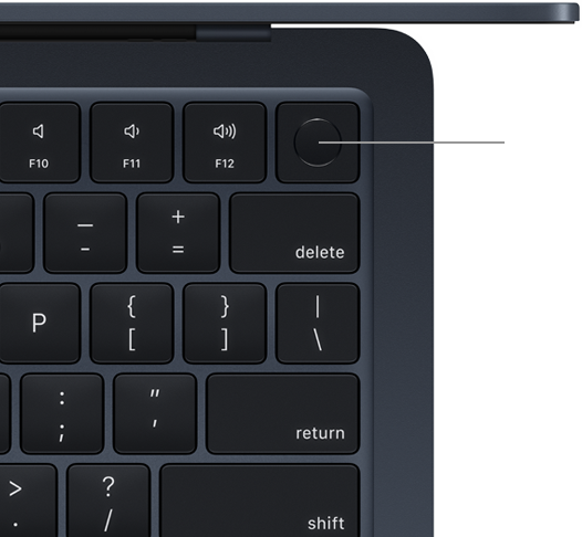 Top view of MacBook Air keyboard with Touch ID