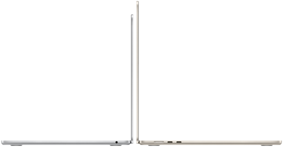 13-inch and 15-inch models of MacBook Air open back-to-back